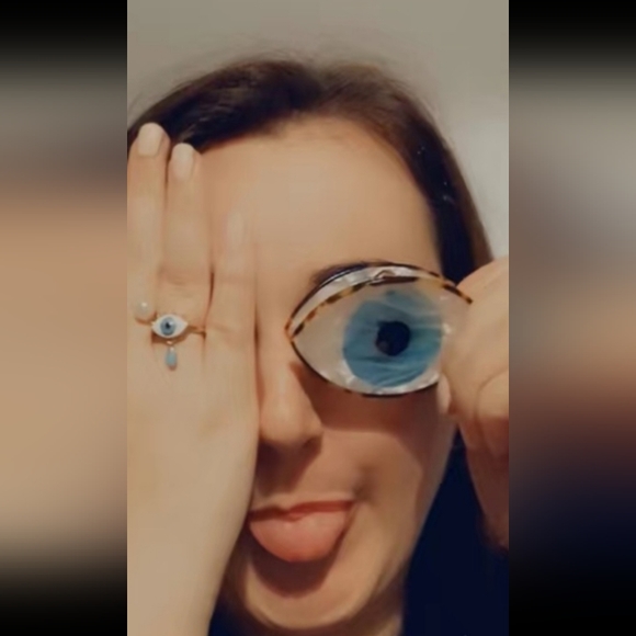 Hand-Painted Evil Eye / All Seeing Eye Blue Black Metal Hair Clip - Picture 15 of 16